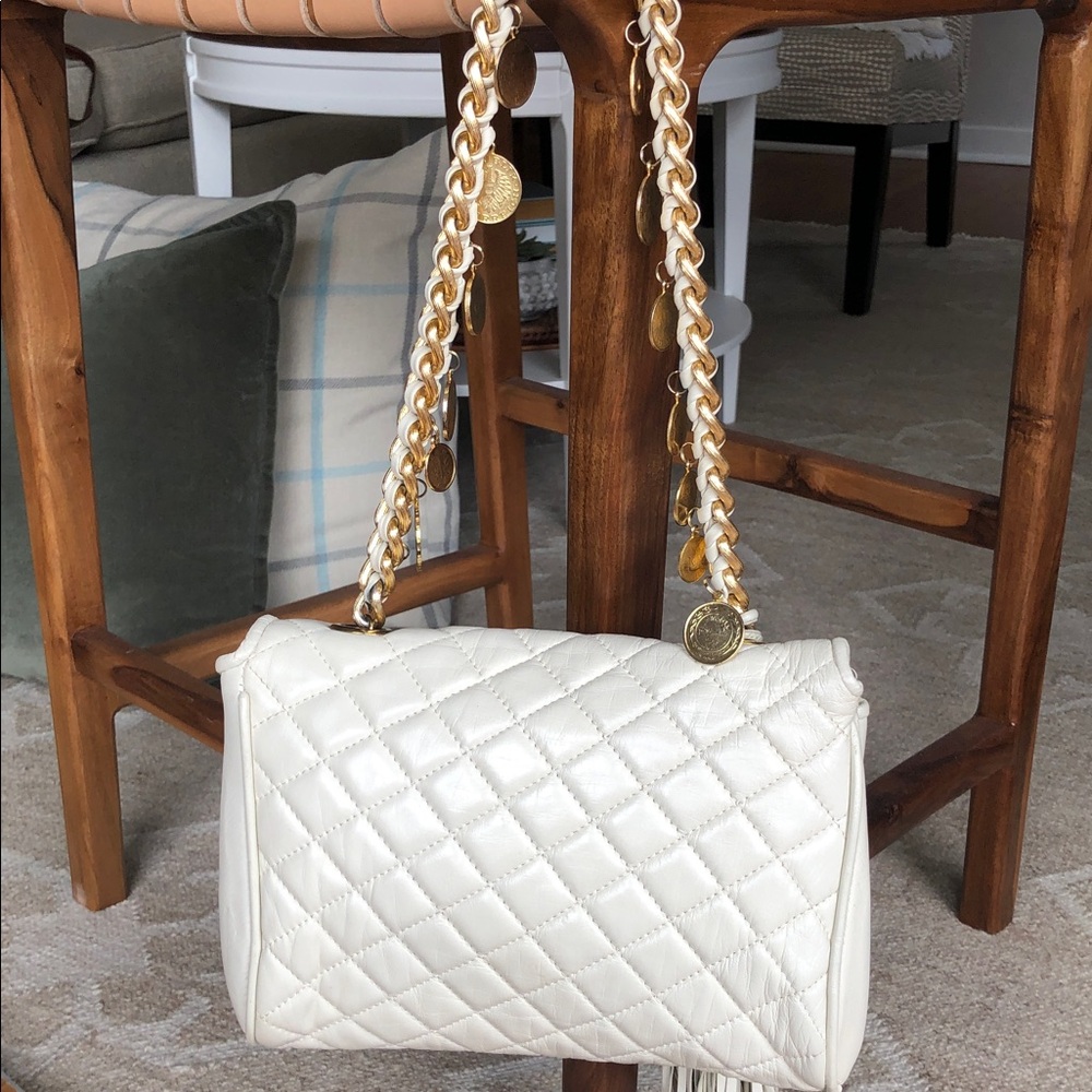 PAOLA by PdL Firenze Genuine Quilted leather Shoulder Bag Gold coin Strap - Picture 9 of 12
